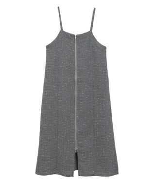 Green Parks フロントＺＩＰツイードキャミワンピース Gray