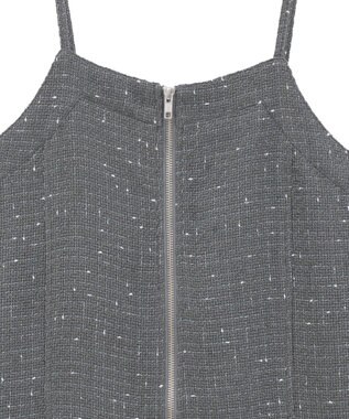 Green Parks フロントＺＩＰツイードキャミワンピース Gray