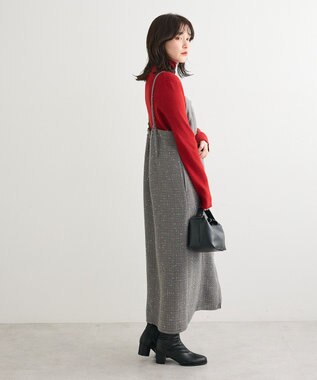 Green Parks フロントＺＩＰツイードキャミワンピース Gray