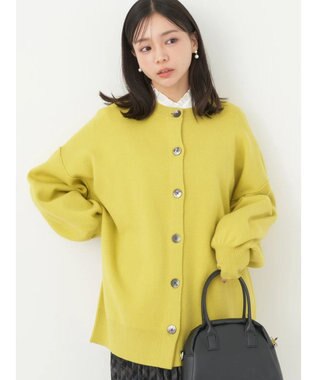 earth music&ecology やわらかタッチミドル丈カーディガン Lime Green