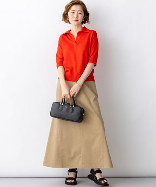 23区 【先行予約】ピュアリネン スキッパー ポロニット レッド系