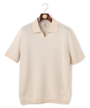 J.PRESS MEN 【HTBRID LINEN】スキッパーニット ポロシャツ ベージュ系1