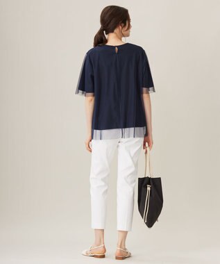 自由区 【洗える】シアーチュールプルオーバー カットソー ネイビー