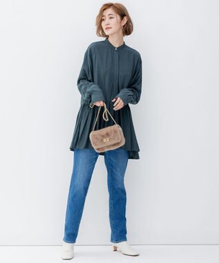 23区 フェイクファーチェーン ショルダー バッグ ブラウン系