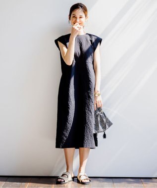 組曲 S 【洗える】サッカーブロード ワンピース ブラック系