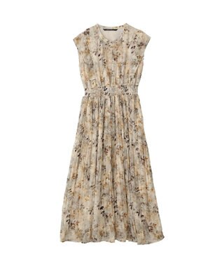 YECCA VECCA ぼかし柄プリーツワンピース Ivory