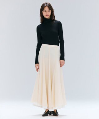 BEIGE， PINE / ウールレイヤードフレアスカート Ecru