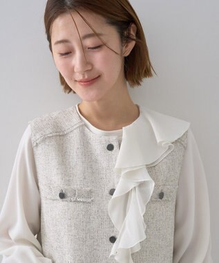 YECCA VECCA アシメラッフルブラウス Off White