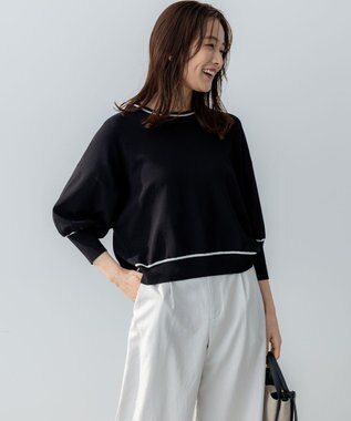 組曲 ドルマンスリーブ7分袖 ニットＴ ブラック系