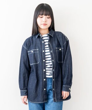 caqu work shirts ゆったりシルエットなワークシャツ rinse