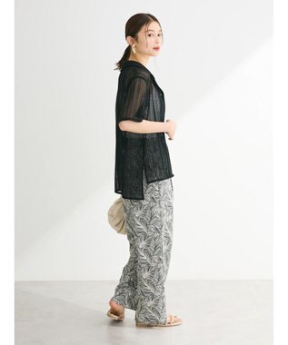 Green Parks レース開襟ブラウス Black