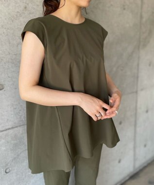 UNFILO 【撥水/ストレッチ/軽量】マジカル機能 ブラウス ダークグリーン系