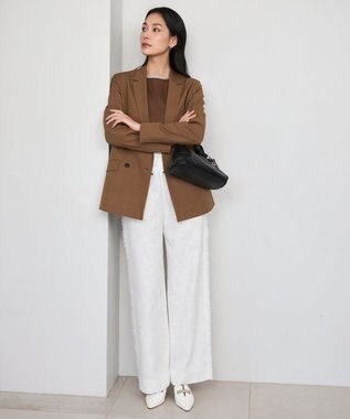 ICB 【接触冷感・UVケア・撥水・洗える】LooseWeave ダブルブレストジャケット ブラウン系