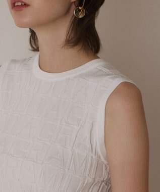 GRACE CONTINENTAL モノグラムニットトップ ホワイト