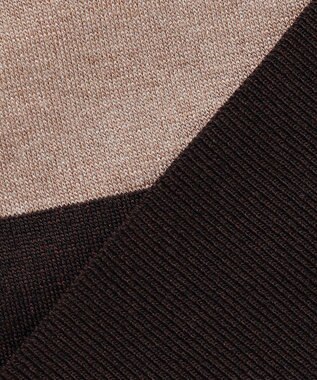 J.PRESS LADIES L Vis/Peスパーク カラーブロッキング ニット モカ×ダークブラウン系