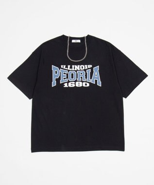 WEGO 【機能T】接触冷感アクセ付きグラフィックT ブラック