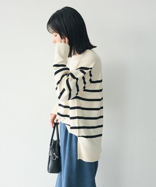 CRAFT STANDARD BOUTIQUE 洗える/とてもちラグランニットプルオーバー Border Ivory