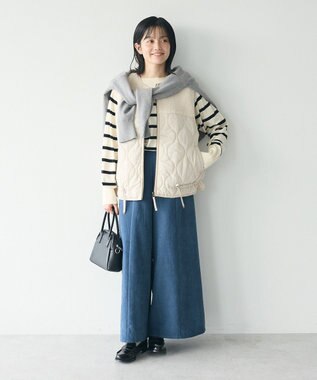 CRAFT STANDARD BOUTIQUE 洗える/とてもちラグランニットプルオーバー Border Ivory