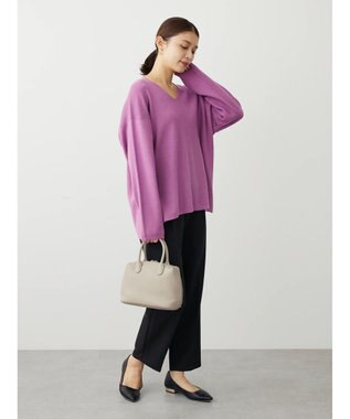 Green Parks 洗える　ミラノリブ編みニットプルオーバー Purple