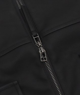 WEGO 【25年秋冬新作/ユニセックス着用ITEM/SMLサイズ展開】PUダブルZIPフライトブルゾン ブラック