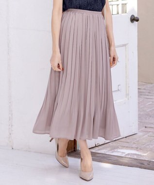 Tiaclasse L 【洗える/ウエストゴム】 ジョーゼットプリーツスカート モカ