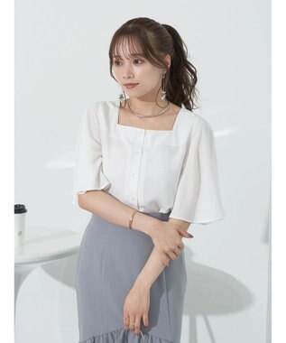 earth music&ecology ２ＷＡＹショルダースリットブラウス Off White