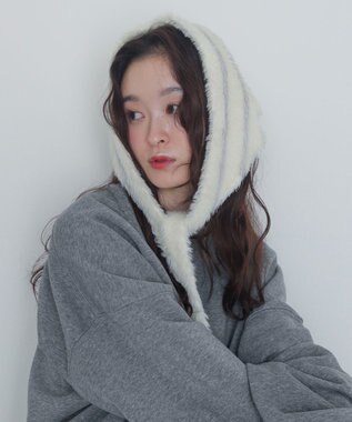 WEGO ボーダーニットバブーシュカ オフホワイト