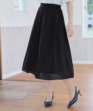 Tiaclasse L 【セットアップ対応・洗える】シアーチェックフレアスカート