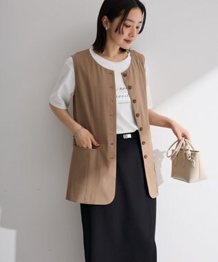 Green Parks クルーネック多釦ジレ