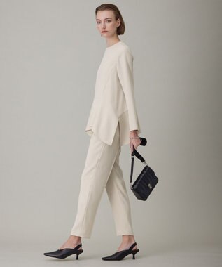 ICB 【洗える】ライトダブルクロス ペプラムブラウス トープ系