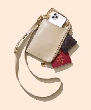 23区 レザー モバイル ポーチ ベージュ