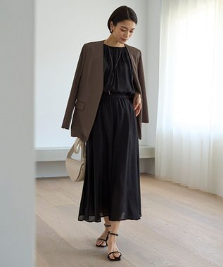 UNFILO TENNEN TOUCH ノーカラージャケット ブラウン