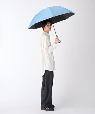 MOONBAT ハニカム断熱パラソル 無地 長傘  晴雨兼用 日傘 遮光率100％ UV100％ 遮熱 耐風 60cm サックスブルー