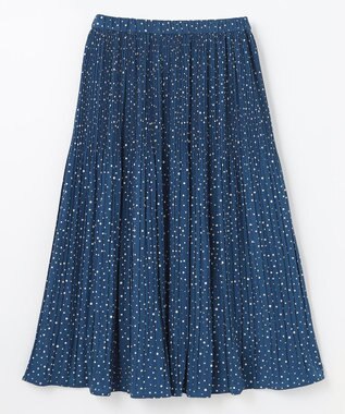 ANY 【2SET】ミニロゴトップス×ドットプリーツスカート セット ブルー×ブルー