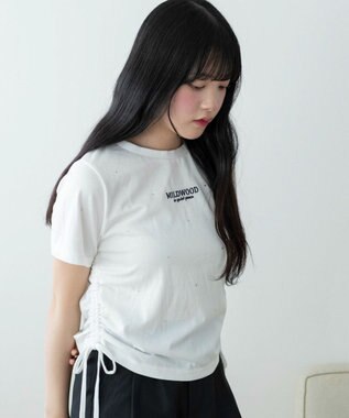 WEGO ビジューサイドドロストショートT ホワイト