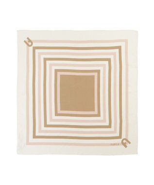  【美人百花4月号掲載/シルク100%】フルラ (FURLA) スクエア柄 シルクプリントスカーフ 65cm×65cm