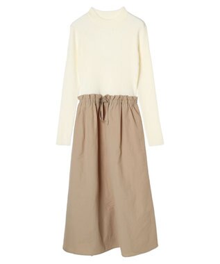 Green Parks ドッキングニットワンピース Beige