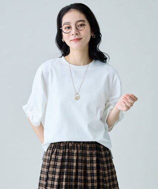 ANY ツイストスリーブボーダートップス ホワイト系