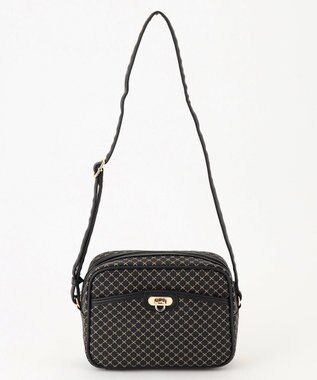 ANY クラシックラウンドショルダーバッグ ブラック×ベージュ柄