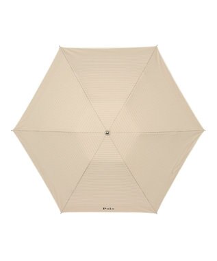 MOONBAT POLO RALPH LAUREN 晴雨兼用日傘 折りたたみ傘 ボーダー×パイピング／一級遮光 遮熱 UV ベージュ