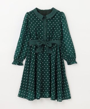 組曲 KIDS 【110-140cm】パリジェンヌドット ワンピース グリーン系5