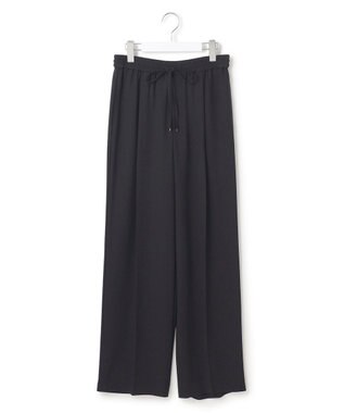 23区 【接触冷感/UVカット/吸水速乾】ストレッチジョーゼット ワイド パンツ ブラック系