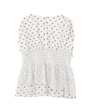 YECCA VECCA ドットMIXシャーリングブラウス Off White
