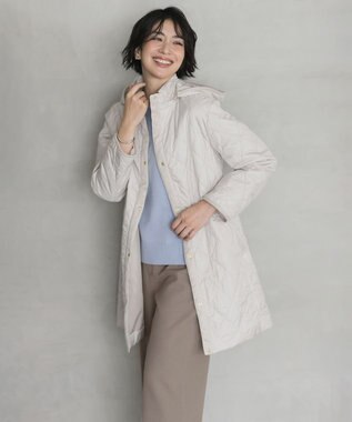 J.PRESS LADIES S 【WEB限定カラーあり・2way】コンパクトタフタキルティング  フーデッド コート アイボリー系