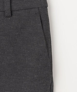 23区 【セットアップ対応/洗える】コットンリネン オックスストレッチ テーパード パンツ ブラックシャンブレー