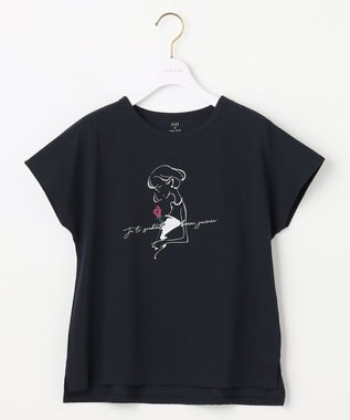 ANY SIS 【JIJI × any SiS】イラストフレンチスリーブ Tシャツ ネイビー
