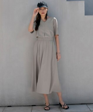 ICB 【接触冷感・UVカット・速乾・洗える】マットスキューバ フレアスカート ライトオリーブ系