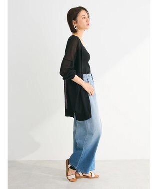 Green Parks 推しニット　ゆったりミドル丈カーディガン Black