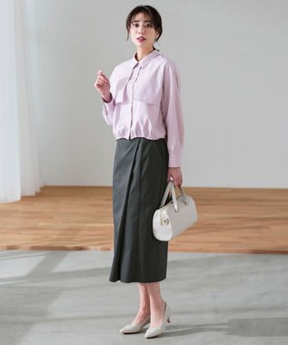 ANY SIS ツイステッドクリアチノ スカート アイアンブルー