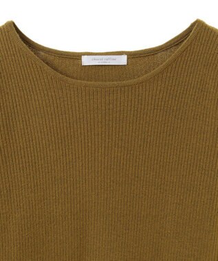 Green Parks もちっと袖配色ボートネックニットプルオーハ Green